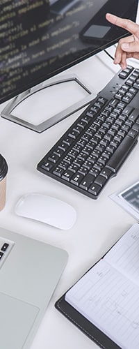 Desk with monitor