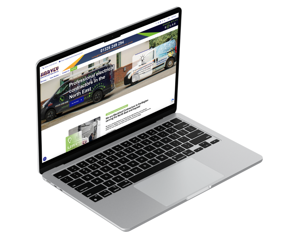 Image of Harvey Electrical Services on a laptop